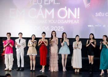 Thúy Ngân thay Võ Cảnh gửi lời cảm ơn trong buổi ra mắt phim “Yêu Em… Em Cảm Ơn!”